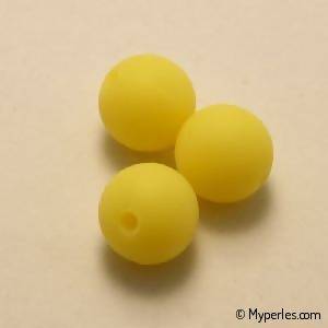 Perles rondes en silicone Ø10mm couleur jaune (x 3)