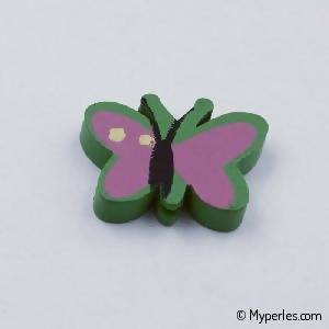 Perles en Bois forme papillon 23x17mm couleur vert (x 1)