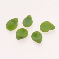 Perles en verre ronde plate Ø10mm couleur vert pomme givré (x 5)