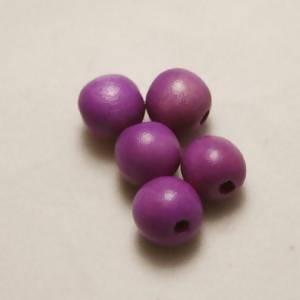 Perles en Bois rondes Ø8mm couleur violet (x 5)