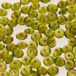 Perles en verre forme soucoupes Ø8mm couleur vert olive transparent (x 10)