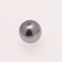 Perle en verre ronde nacrée Ø16mm couleur gris (x 1)