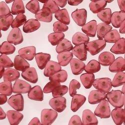 Perles en verre forme petit triangle couleur rose Fushia transparent (x 10)