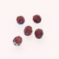 Perles en verre boule à facettes Ø5mm couleur prune effet huile (x 5)