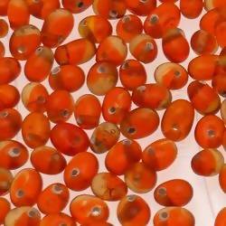Perles en verre forme de petite goutte Ø5mm couleur orange foncé transparent (x 10)