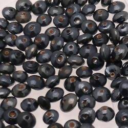 Perles en verre forme soucoupes Ø8mm couleur noir brillant (x 10)