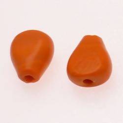 Perles en verre forme de goutte plate 19x16mm couleur Orange opaque (x 2)