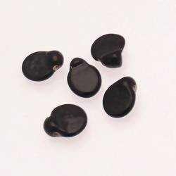 Perles en verre ronde plate Ø10mm couleur noir opaque (x 5)