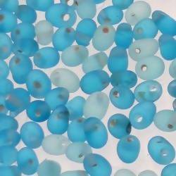 Perles en verre forme de petite goutte Ø5mm couleur bleu turquoise givré (x 10)