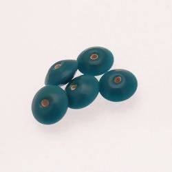 Perles en verre forme soucoupes Ø10-12mm couleur bleu canard opaque (x 5)