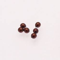 Perle en verre ronde nacrée Ø4mm couleur chocolat (x 6)