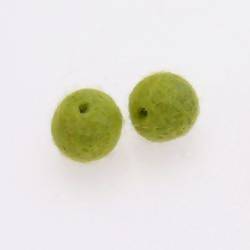 Perles en laine ronde Ø10mm couleur vert pomme (x 2)