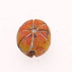 Perle forme Ovale en terre cuite couleur Jaune et rouge