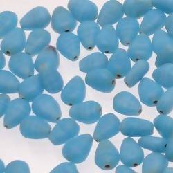 Perles en verre forme de goutte plate 10x7mm couleur Bleu Ciel opaque (x 1)