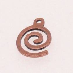 Perle en métal breloque spirale couleur cuivre (x 1)