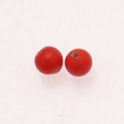 Perle ronde en verre Ø8mm couleur rouge opaque (x 2)