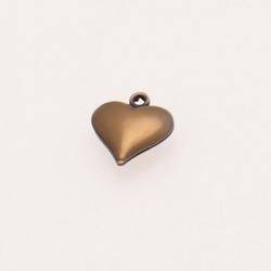Perle métal pendentif coeur lisse 10x12mm couleur vieil or (x 1)