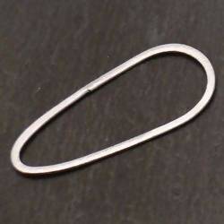 Perle en métal brossé forme ellipse aplatie 50x24mm couleur Argent (x 1)