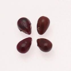 Perles en verre forme de grosses gouttes couleur chocolat opaque (x 4)