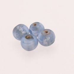 Perle en verre ronde Ø10mm Argent couleur Bleu Ciel (x 4)