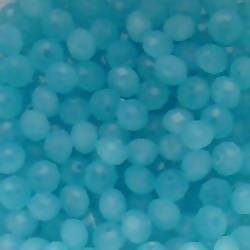 Perles en verre boules aplaties à facettes Ø4mm couleur turquoise (x 5)