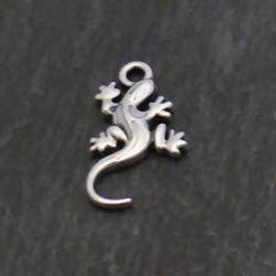 Perle breloque en métal forme lézard 22mm couleur Argent (x 1)