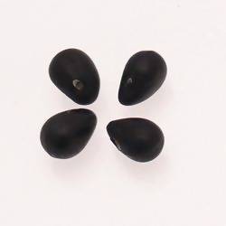 Perles en verre forme de grosses gouttes couleur noir givré (x 4)