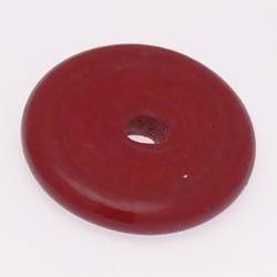 Perle en verre forme maxi palet Ø40mm couleur chocolat opaque (x 1)