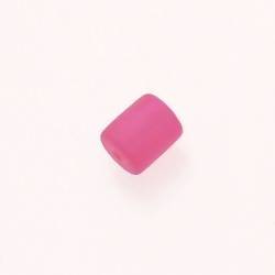Perle en résine cylindre Ø10mm couleur fushia mat (x 1)