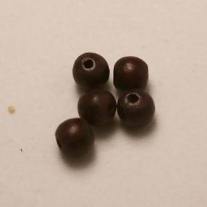 Perles en Bois rondes Ø6mm couleur marron (x 5)