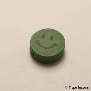 Perles en bois forme sourire Ø16mm couleur vert (x 1)