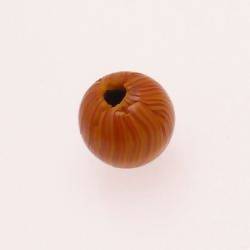 Perle ronde en verre Ø20mm couleur Orange à rayures (x 1)