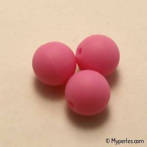 Perles rondes en silicone Ø10mm couleur rose (x 3)