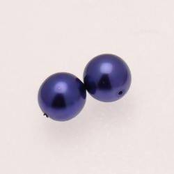 Perle en verre ronde nacrée Ø12mm couleur bleu marine (x 2)