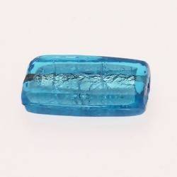 Perles en verre forme maxi rectangle argent 34x18mm couleur bleu turquoise (x 1)
