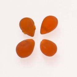 Perles en verre forme de grosses gouttes couleur orange givré (x 4)