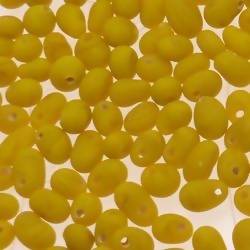 Perles en verre forme de petite goutte Ø5mm couleur jaune givré (x 10)