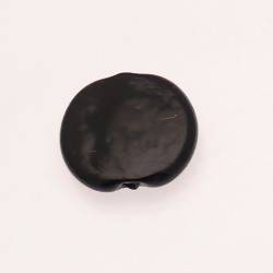 Perle en verre ronde plate 30mm noir opaque (x 1)