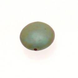 Perle en verre ronde aplatie "smarties" Ø22mm couleur turquoise brillant (x 1)