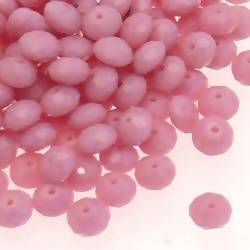 Perles en verre boules aplaties à facettes Ø5mm couleur rose (x 5)