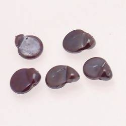 Perles en verre ronde plate Ø10mm couleur chocolat brillant (x 5)