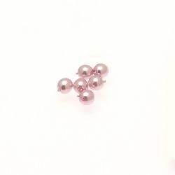 Perle en verre ronde nacrée Ø4mm couleur rose pâle (x 6)